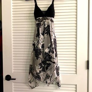 Guess Silk Floral Overlay Handkerchief Dress